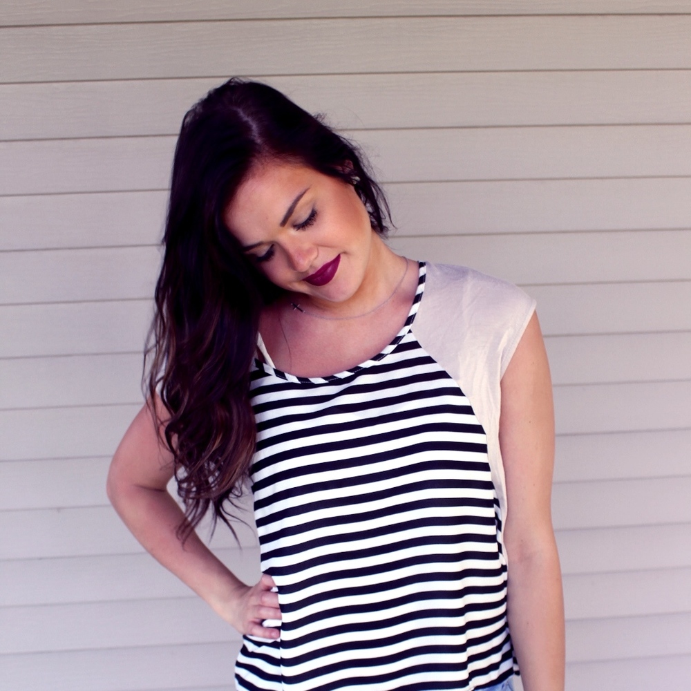 Black and White Striped Blouse